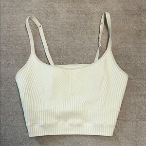 Aerie Cream Ribbed Knit Top